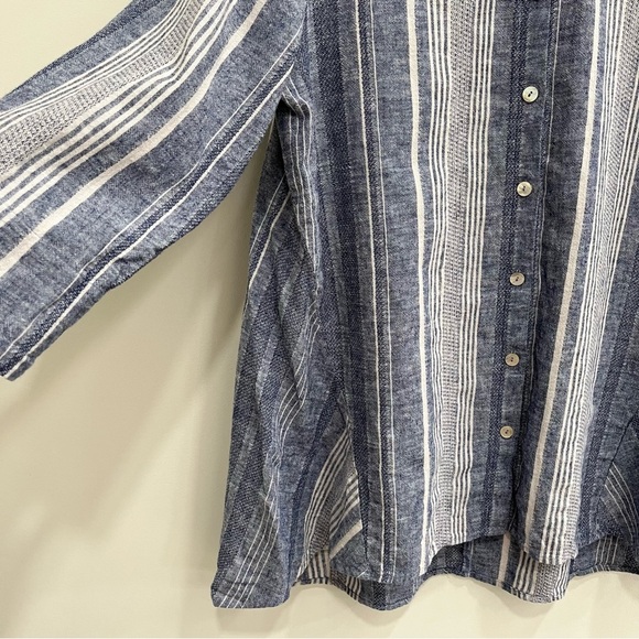 Soft Surroundings Striped Button Down Tunic Top Linen Cotton Blend Size Large - Picture 4 of 9